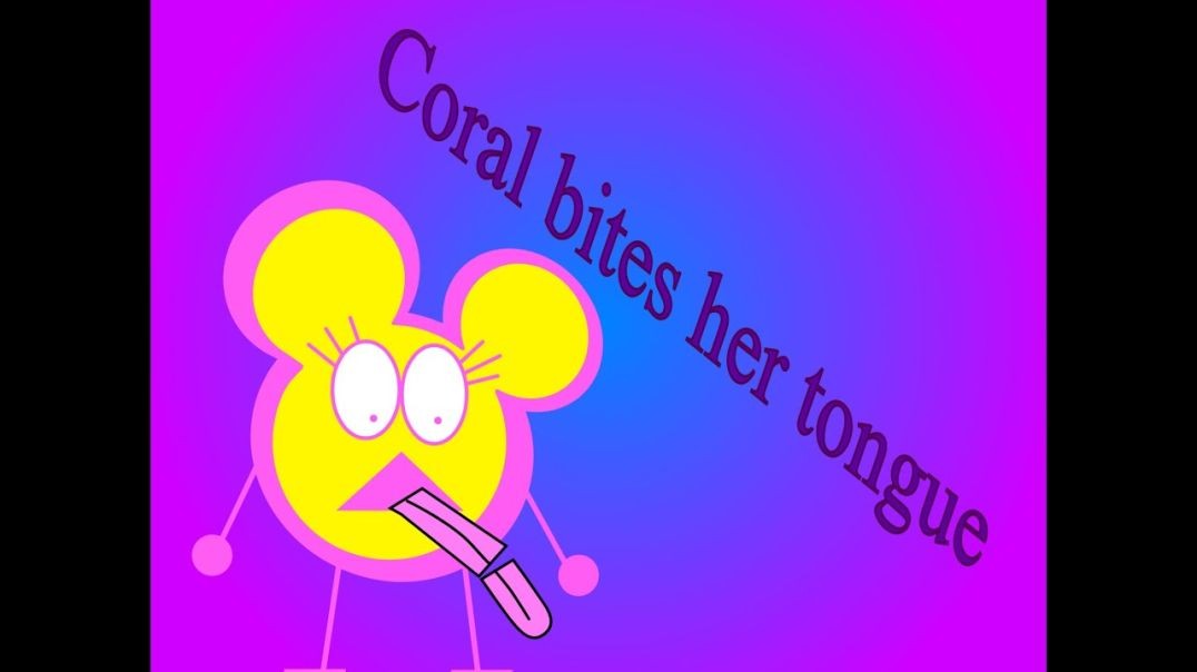 Coral bites her tongue